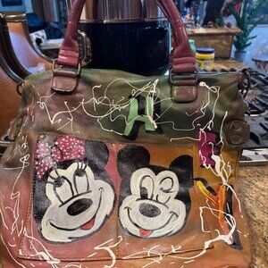 NWOT BORSE IN PELLE Leather Hand Painted Bag Disney Made in Italy